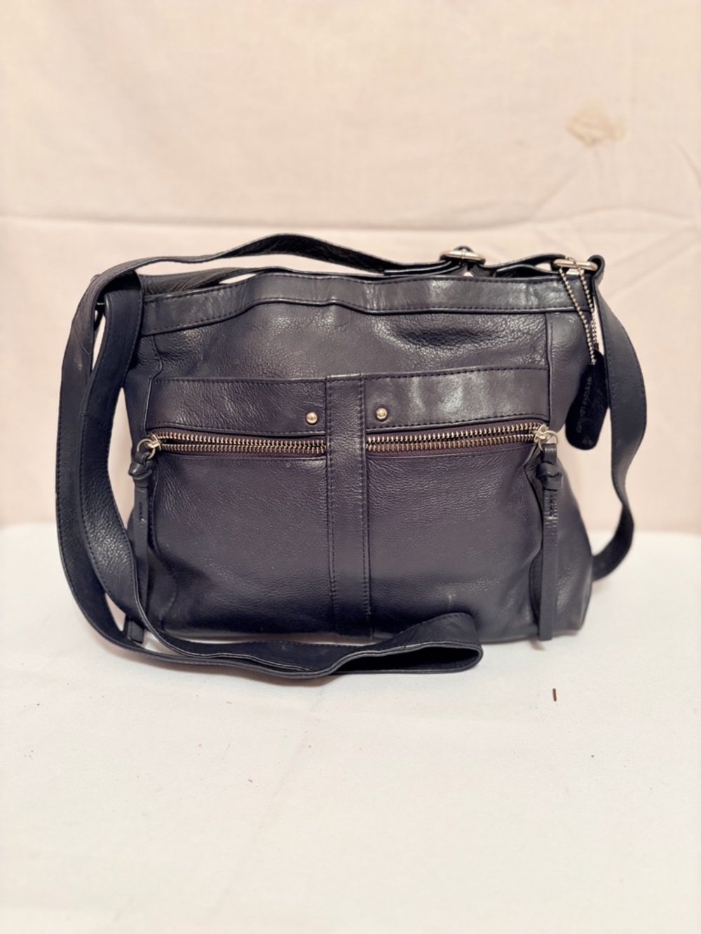 Great American Leather Works black pebble leather crossbody or shoulder bag.